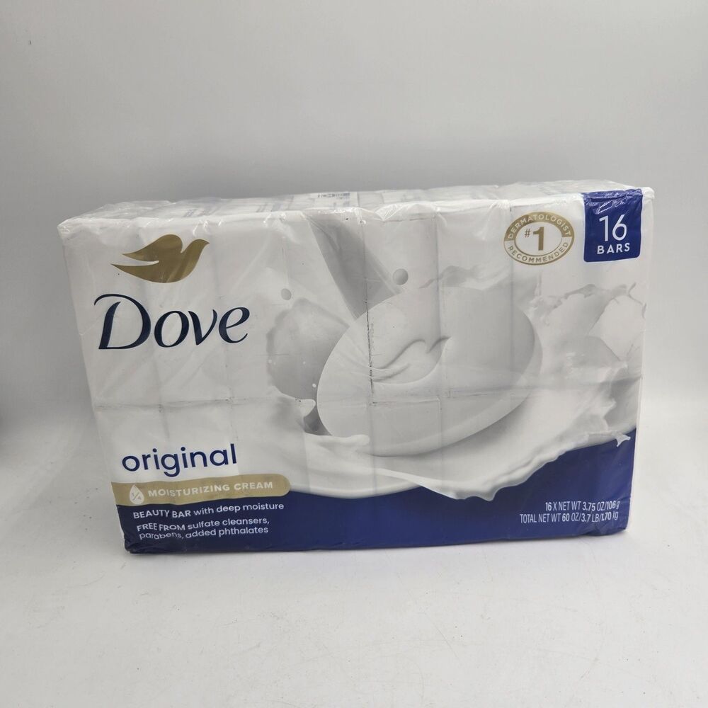 Dove Original Beauty Bar Soap, 3.75 oz - 16 Count Pack, Deep Moisture New Sealed